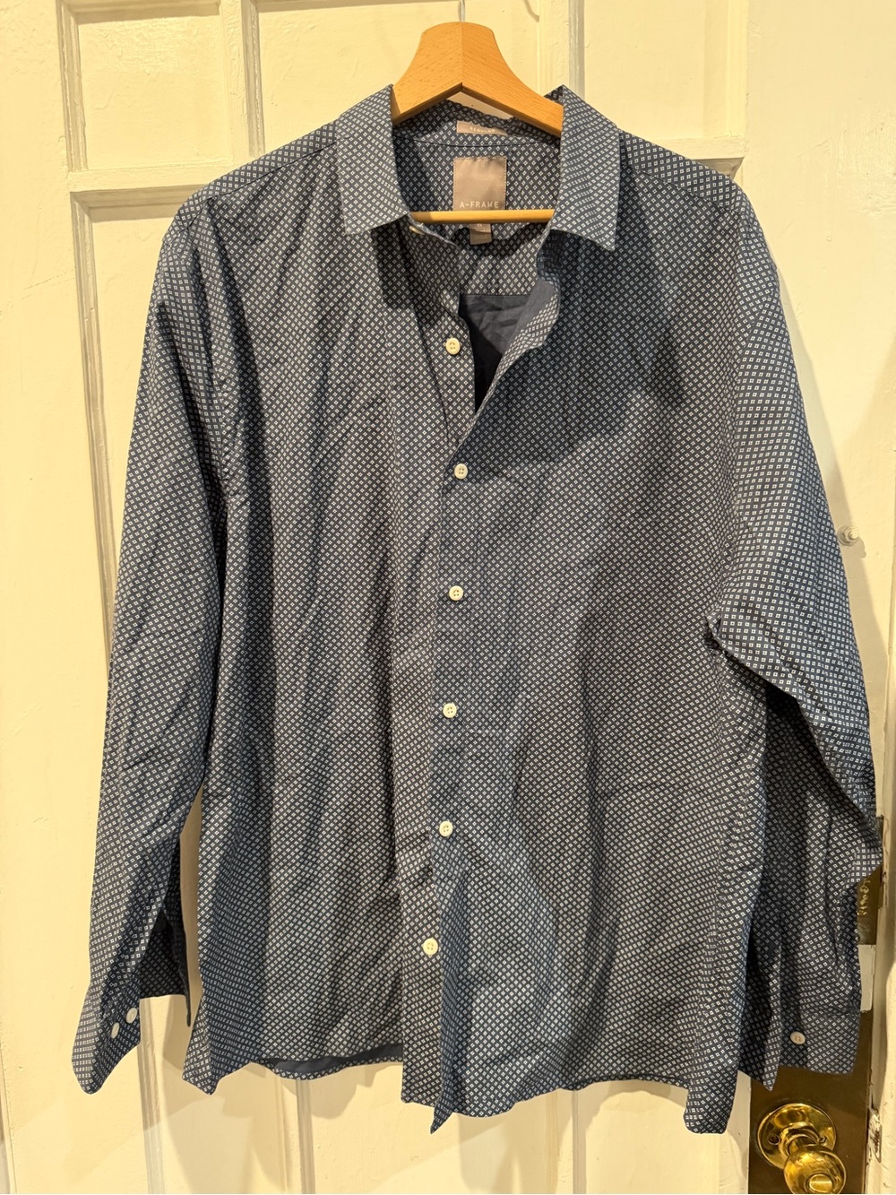 Frame Denim Navy Microdot Button-Down Shirt